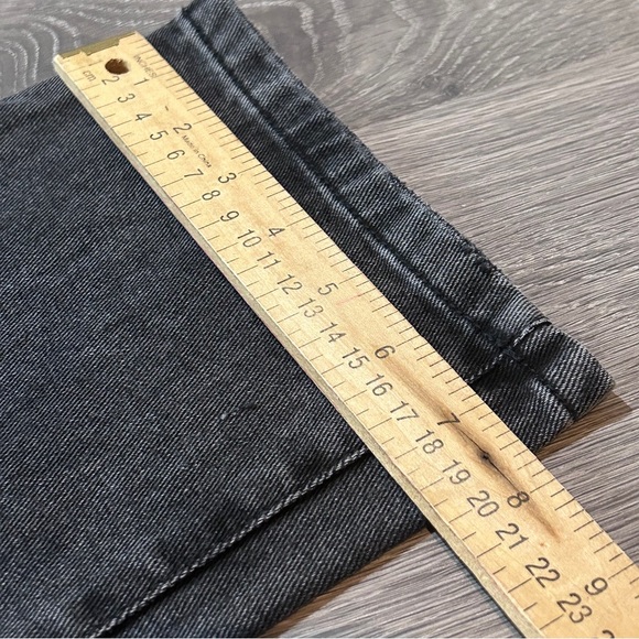 Button fly Boyfriend jeans Sz 26 Distressed Black high rise wide leg - Picture 10 of 12